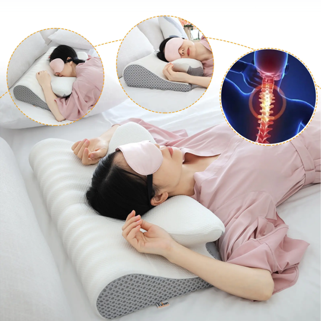 Deluxe Cooling Ergonomic Cervical Pillow for Neck Pain Relief – Memory Foam Contour Support