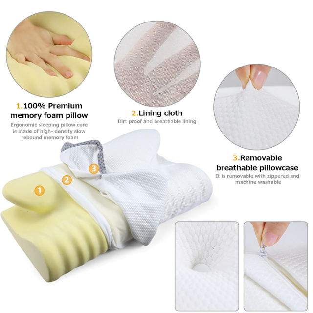 Deluxe Cooling Ergonomic Cervical Pillow for Neck Pain Relief – Memory Foam Contour Support