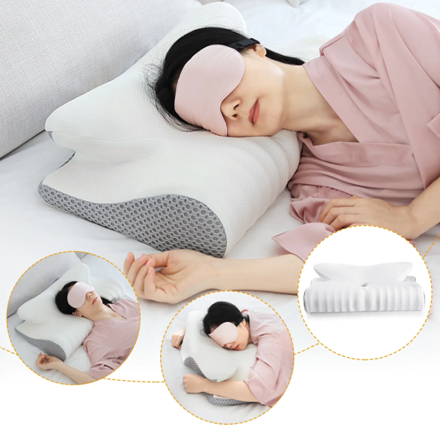 Deluxe Cooling Ergonomic Cervical Pillow for Neck Pain Relief – Memory Foam Contour Support