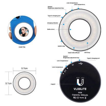 Luce ad anello a LED MagSafe e specchio per il trucco per selfie e vlogging – Spedizione gratuita