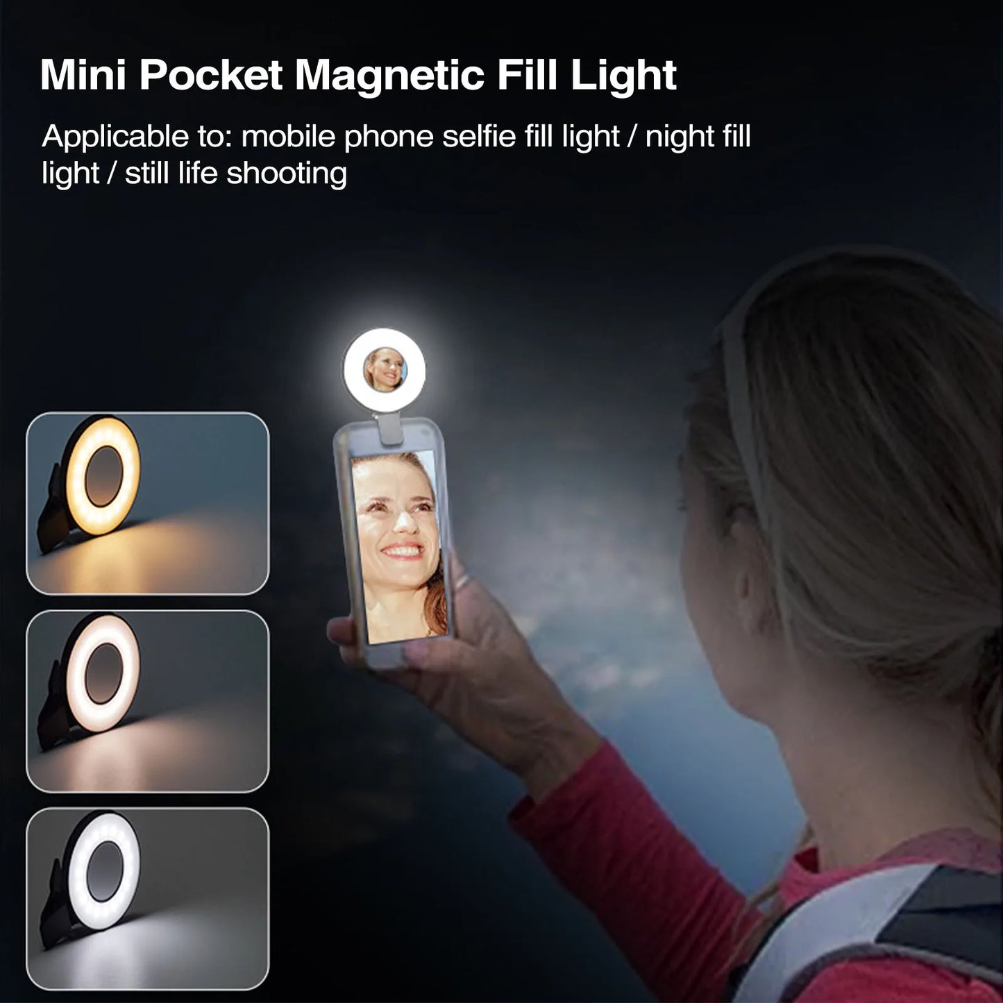 Luce ad anello a LED MagSafe e specchio per il trucco per selfie e vlogging – Spedizione gratuita