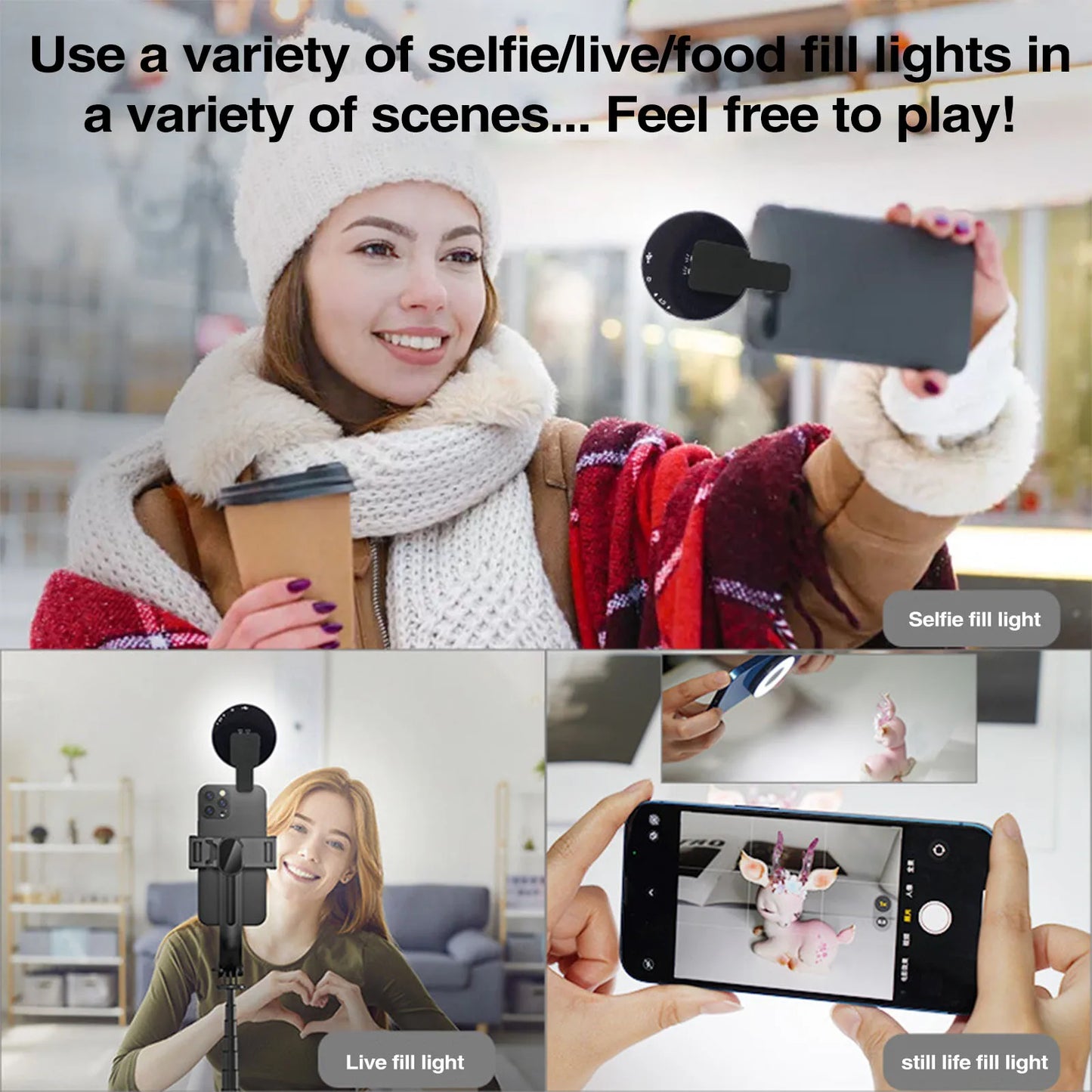 Luce ad anello a LED MagSafe e specchio per il trucco per selfie e vlogging – Spedizione gratuita